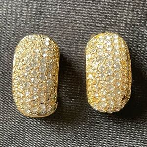 Vintage Christian Dior Hoop Huggie Clip-On Earrings Designer - Missing 2 stones
